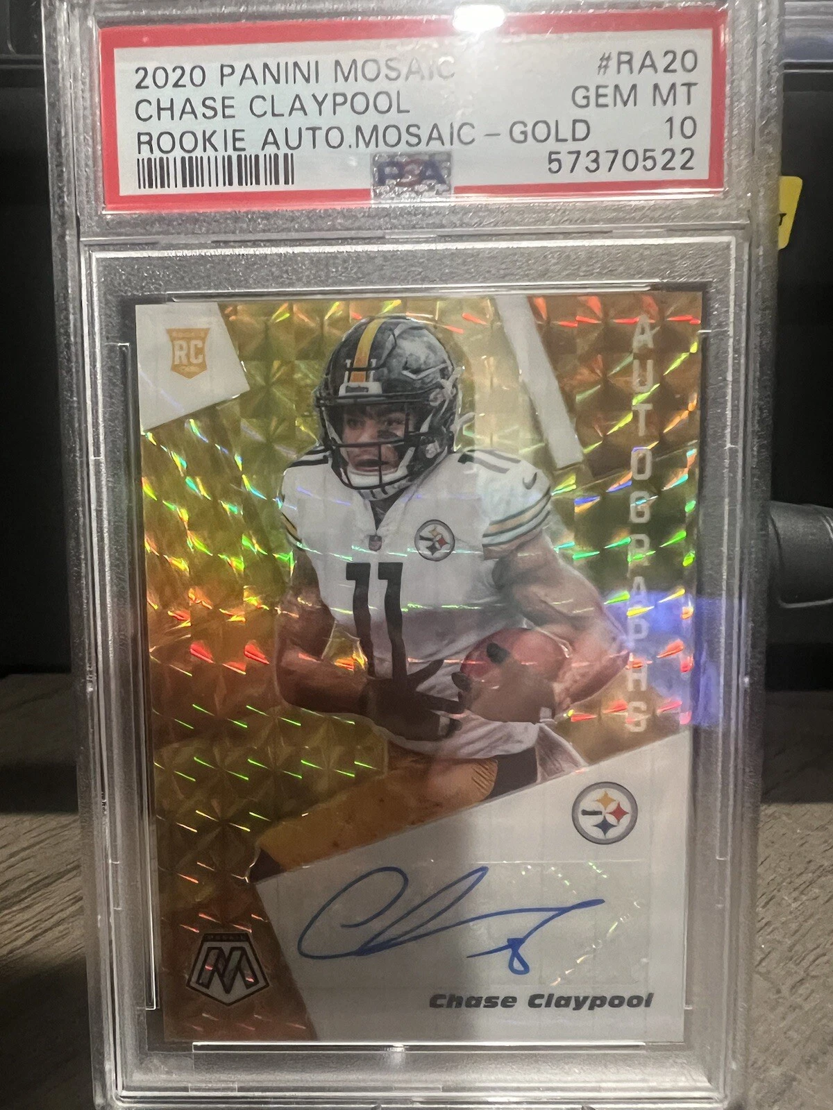 Chase Claypool Panini Mosaic Rookie Autographs Mosaic #RA20 Gold