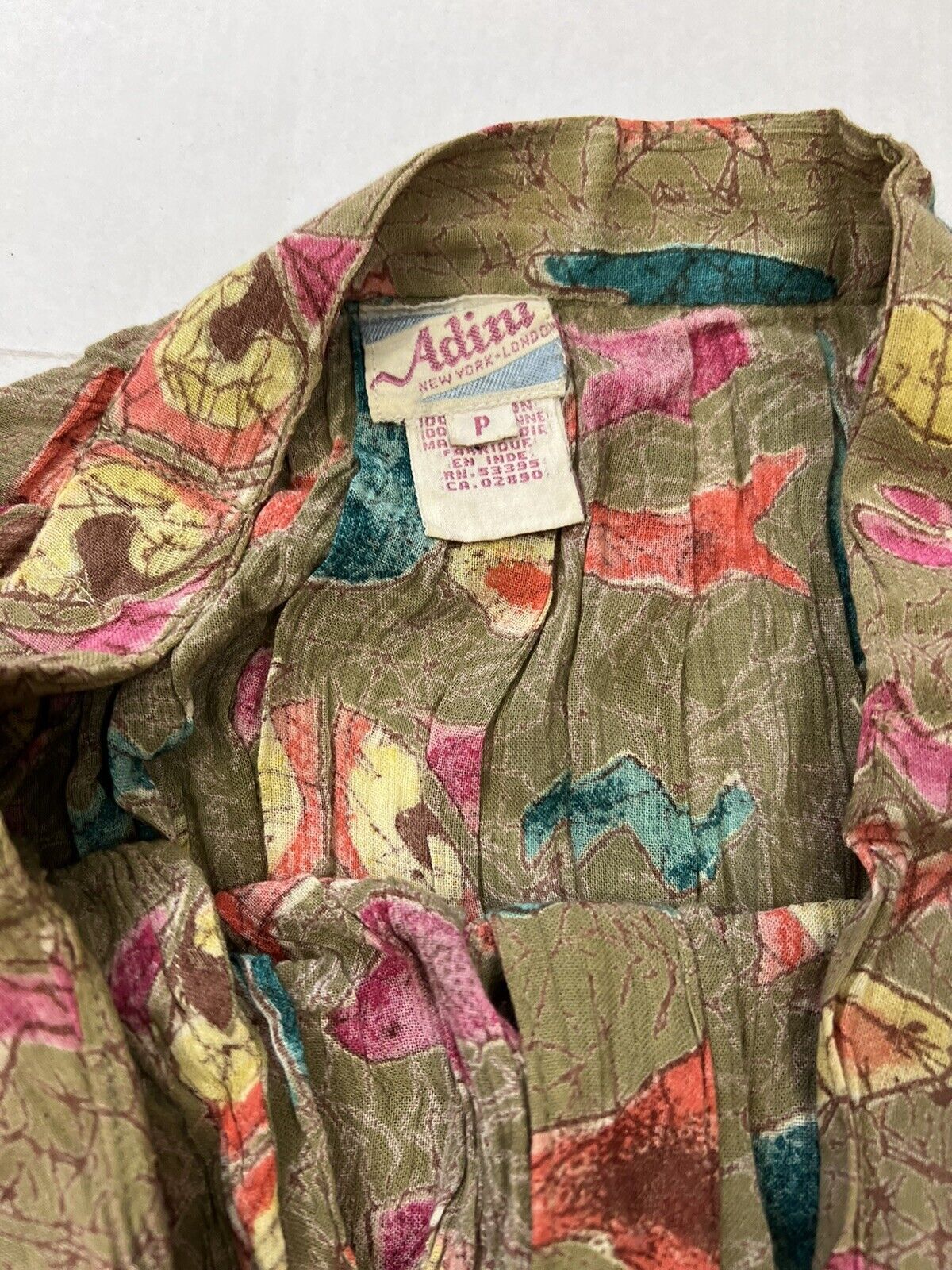 Vintage Adini Rayon Gauze Small Midi Skirt Button… - image 8
