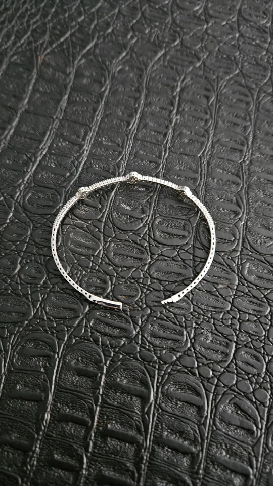 14K White Gold Lab Grown Diamond Flexible Bangle Bracelet 2ctw E-F VS Clover - Image 4 of 4