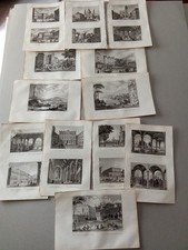Lotto 12 Fogli Incisioni Antiche GENOVA ca 1840 Audot Vedute Porto Palazzi