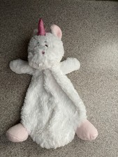 The Petting Zoo White Unicorn Lovey Security Blanket Pink Rattle Flat Plush