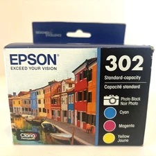 Epson 302 Standard Capacity Photo Black Cyan Magenta Yellow Ink Cartridges
