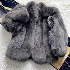 Extra Thick Dyed Fox Fur Coat Real Fur Luxury Size L Vintage Japan
