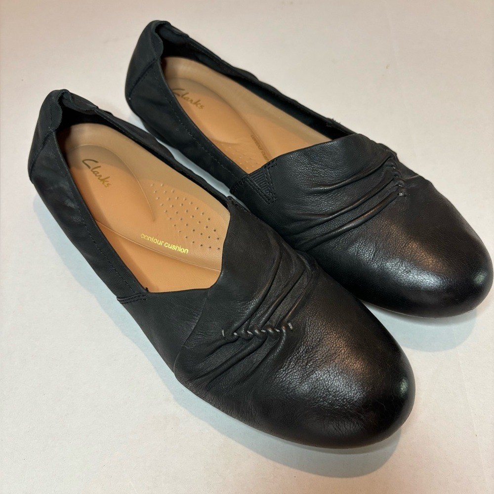 Clarks Rena Way Womens Flat Black Leather US Size 8.5 M