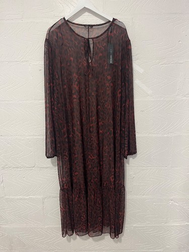 Ladies BNWT ROMAN Print Mesh Dress Black And Red Size UK/30-32 CG B18