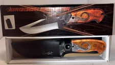 Stainless Steel Knife XL 1008 w/ Dragon-Fixed Blade & Leather Sheath NIB 🗡️🔪