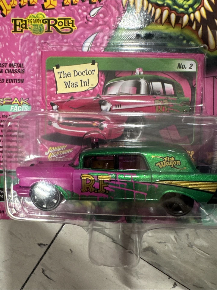 Johnny Lightning WHITE LIGHTNING  RAT FINK 1957 Chevy Ambulance 1:64 Scale - Image 2 of 4