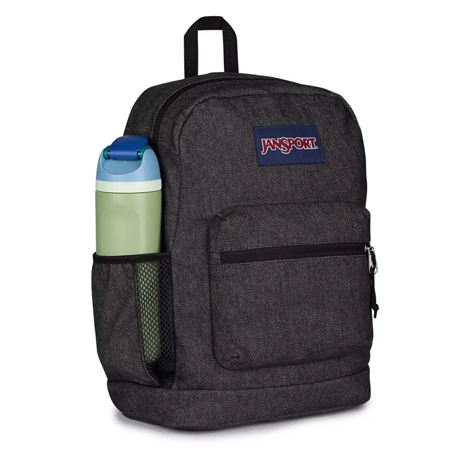 Mochila JanSport Cross Town Plus Remix 17" - Negra: carcasa de mezclilla abstracta, Foto 3 de 4