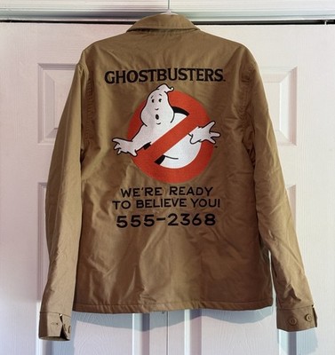 Middle Of Beyond Men s Ghostbusters Mechanics Jacket Tan Embroidered Logo Large