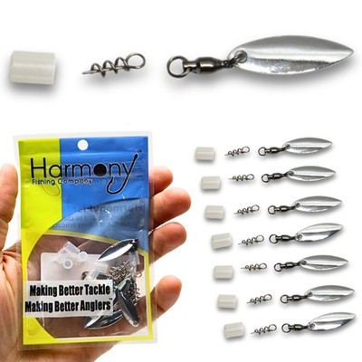 Harmony Fishing Tail Spinners (7 Pack, Willow or Colorado Blade, Gold or Silver)