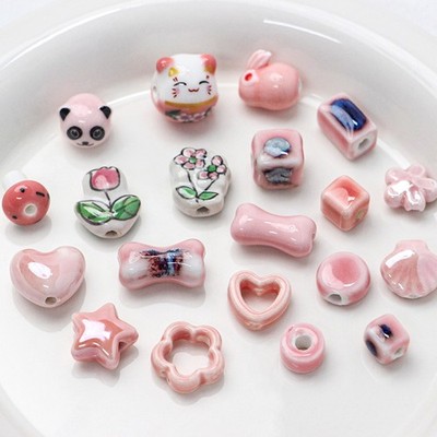 Pink Series Ceramic Creative  Scattered Beads DIY Necklace Bracelet Handmade