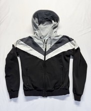Adidas Originals Zip Hoodie Youth Medium Cropped Black Gray Trefoil Casual