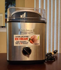Cuisinart 2QT Frozen Dessert Maker Chrome Yogurt-Sorbet Ice Cream-Tested