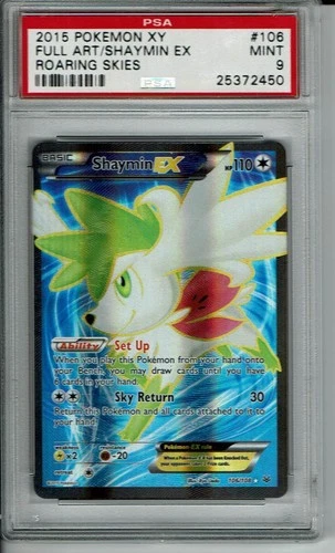 2015 POKEMON XY ROARING SKIES SHAYMIN EX #106 FULL ART HOLO PSA 9 MINT
