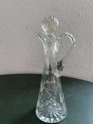 Transparente Kristallglas Karaffe , dekoriert, mit Facettstiel - Bild 1 von 4