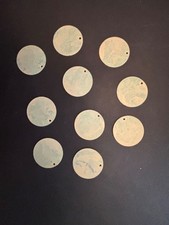 20 Medium Brass Stamping Blanks Tags with Seafoam Patina on Both Sides Holes