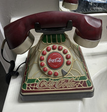 Coca-Cola Stained Glass Look Corded Desk Phone Novelty Telephone 2001