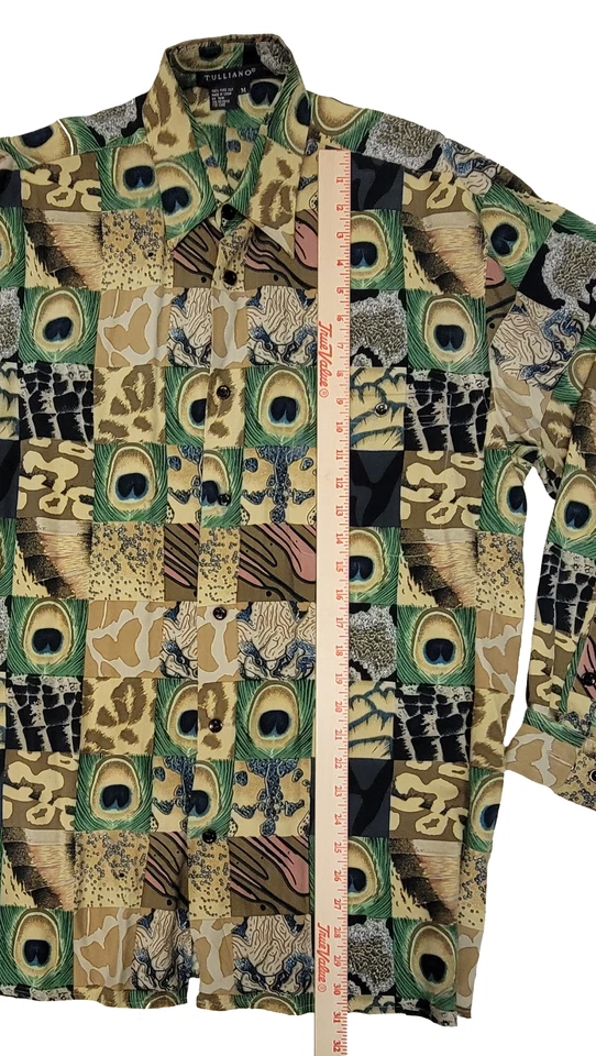 Camisa de seda Tulliano para hombre M vintage patrón retro Foto 4 de 4