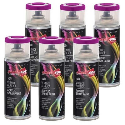6X Sprühfarbe Glanz Lila Violett Innen Außen Universell Ambro-Sol