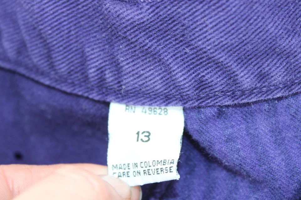 Jeans feminino Zena Color Block listrado roxo jeans carpinteiro cintura alta tamanho 13 - Imagem 4 de 4