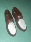 Vintage Ken Doll Japan Brown White Soft Squishy Loafer Shoes