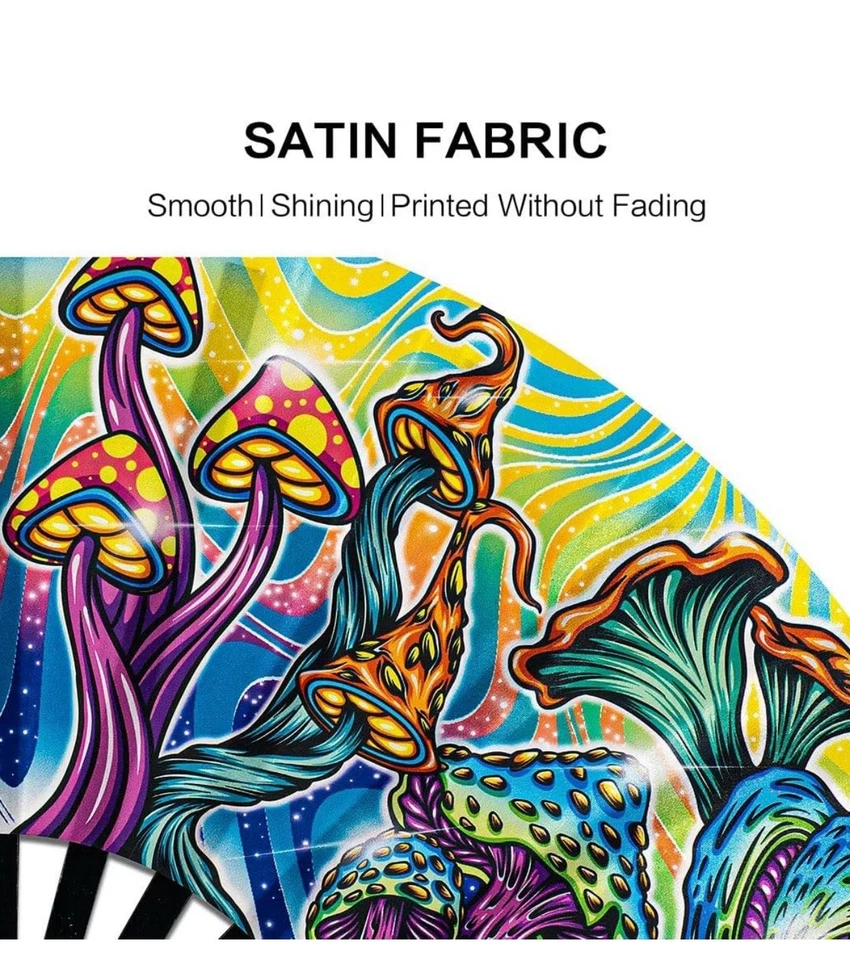 13" Large Rave Fan Bamboo, Folding Clack Hand Fans Foldable for Men Women. - Image 2 of 4