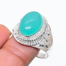Aqua Chalcedony Gemstone 925 Sterling Silver Jewelry All Size Ring For Gift