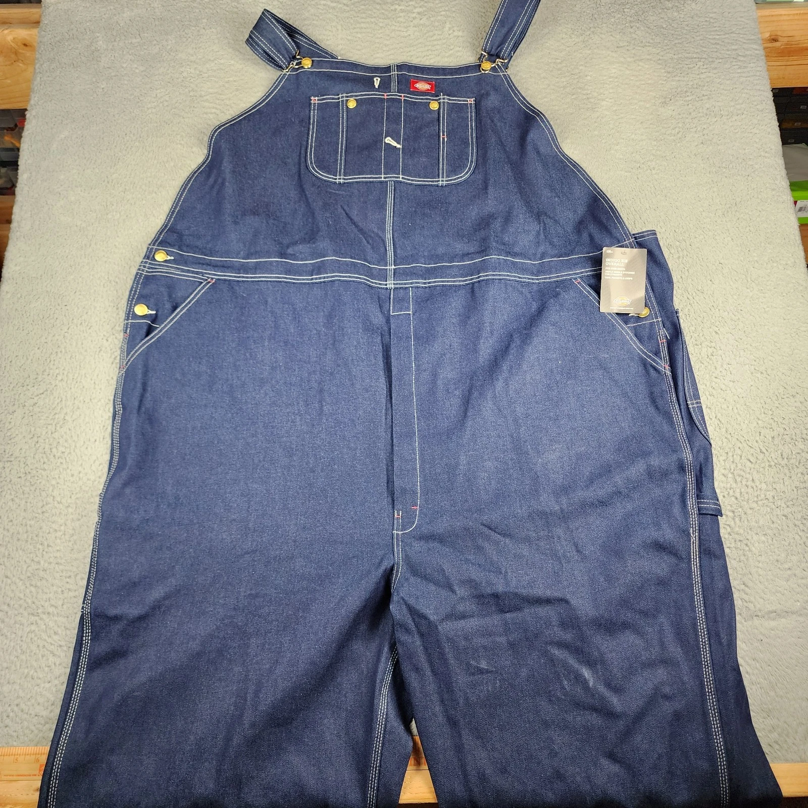 Dickies Overalls Mens 60x32 Blue Indigo Bib Work Wear Casual Outdoors