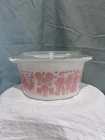 Rare Vintage Pyrex Pink Amish Butterprint Dish 473 With Lid