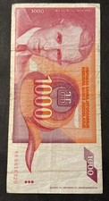 Old Yugoslavia Paper Money Currency - 1992 1000 Dinara -