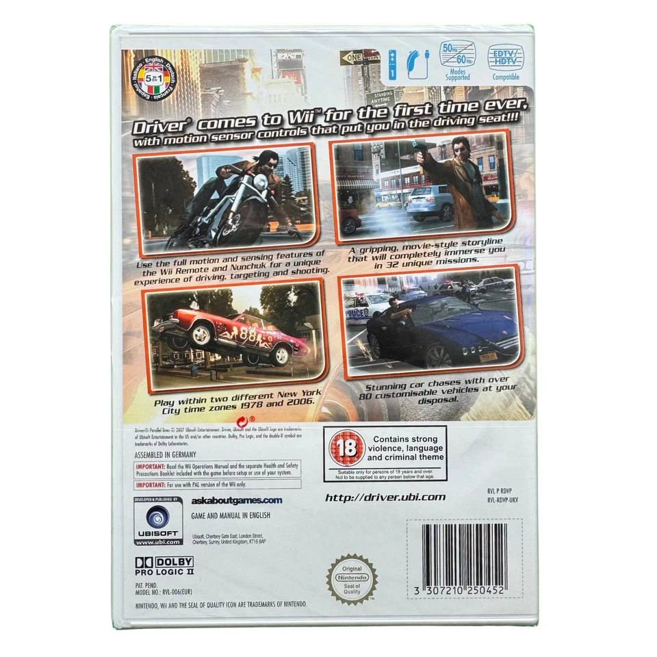 Driver Parallel Lines Nintendo Wii UK PAL Brand New Sealed - Image 2 of 2
