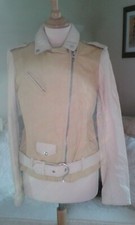 All Saints Two Tone Leather Jacket Size 10 £398