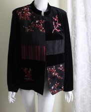 Dressbarn Sz 1x Velvet Patchwork Asian Art-to-wear Fly-away Blazer Jacket