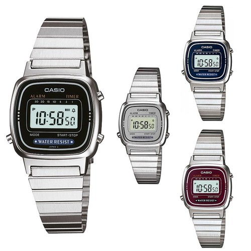 Orologio CASIO Vintage LA-670W Donna Acciaio Chrono Classico Digitale 4  colori | eBay