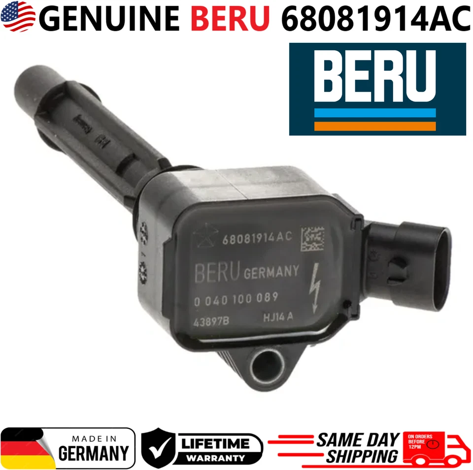 Bobinas de ignição BERU genuínas para 2014-2020 Fiat e Jeep Renegade 1.4L, 68081914AC - Imagem 3 de 4