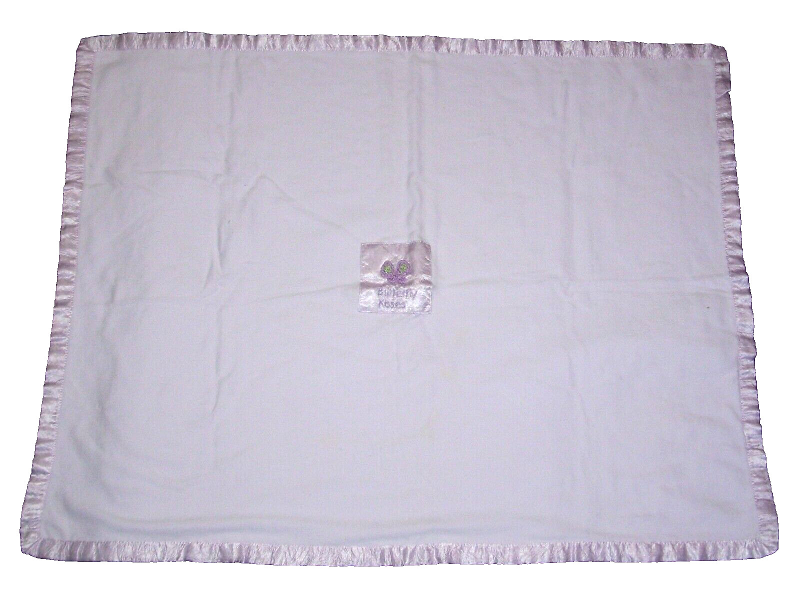 Boutique Giggle Moon Purple Butterfly Kisses Baby Blanket Cotton Satin Trim