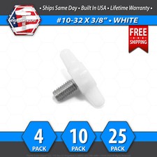 10-32 x 3/8" Thumb Screw Stainless Steel - White Tee / Wing Knob - USA