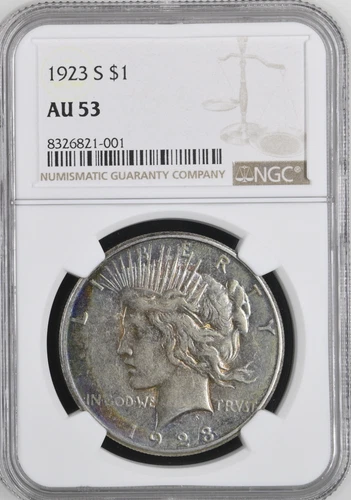 1923 S Peace Silver Dollar NGC AU53 *FIRE TONING* BX3-24