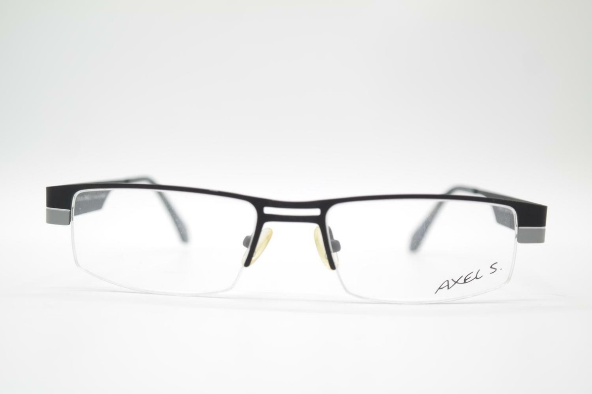 AXEL S. SILVER Half Frame Eyeglass Frames - Germany Vintage Axel S. 285 Black Silver Half-Rim Glasses Eyeglass  main image 3