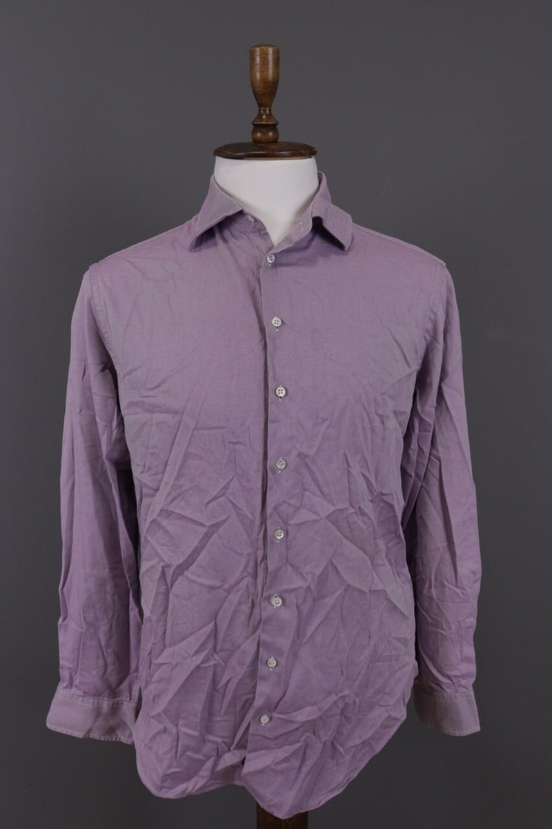 Giorgio Armani Purple Pinstripe Long Sleeve Button Down