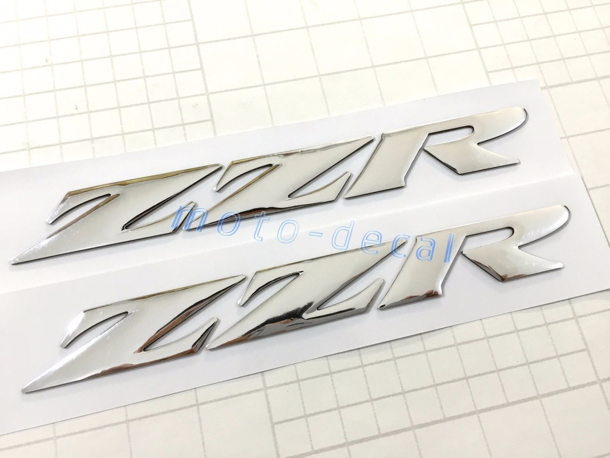 Raised 3D Chrome For ZZR 1400 1200 Emblem Silver Decals Tank