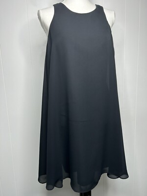 NINETY Chiffon Swing Dress Women's Size 6 Black Lined Keyhole Back Lined  Vintage | eBay