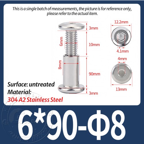FURNITURE JOINT CONNECTOR BOLT & CAP NUT - ALLEN KEY HEAD - A2 STAINLESS STEEL - Picture 112 of 144