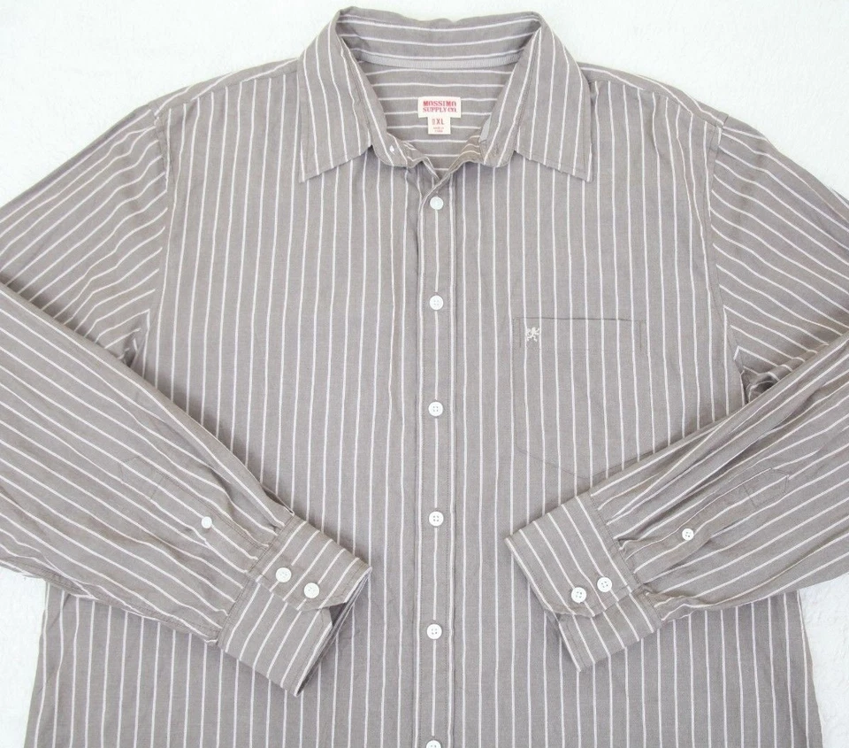 Camisa de Vestir Mossimo Manga Larga XL X-Large Gris Blanco Botón Frontal Para Hombre 1-778 Foto 2 de 4
