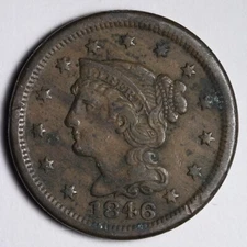 1846 Braided Hair Large Cent XF E105 KVCN