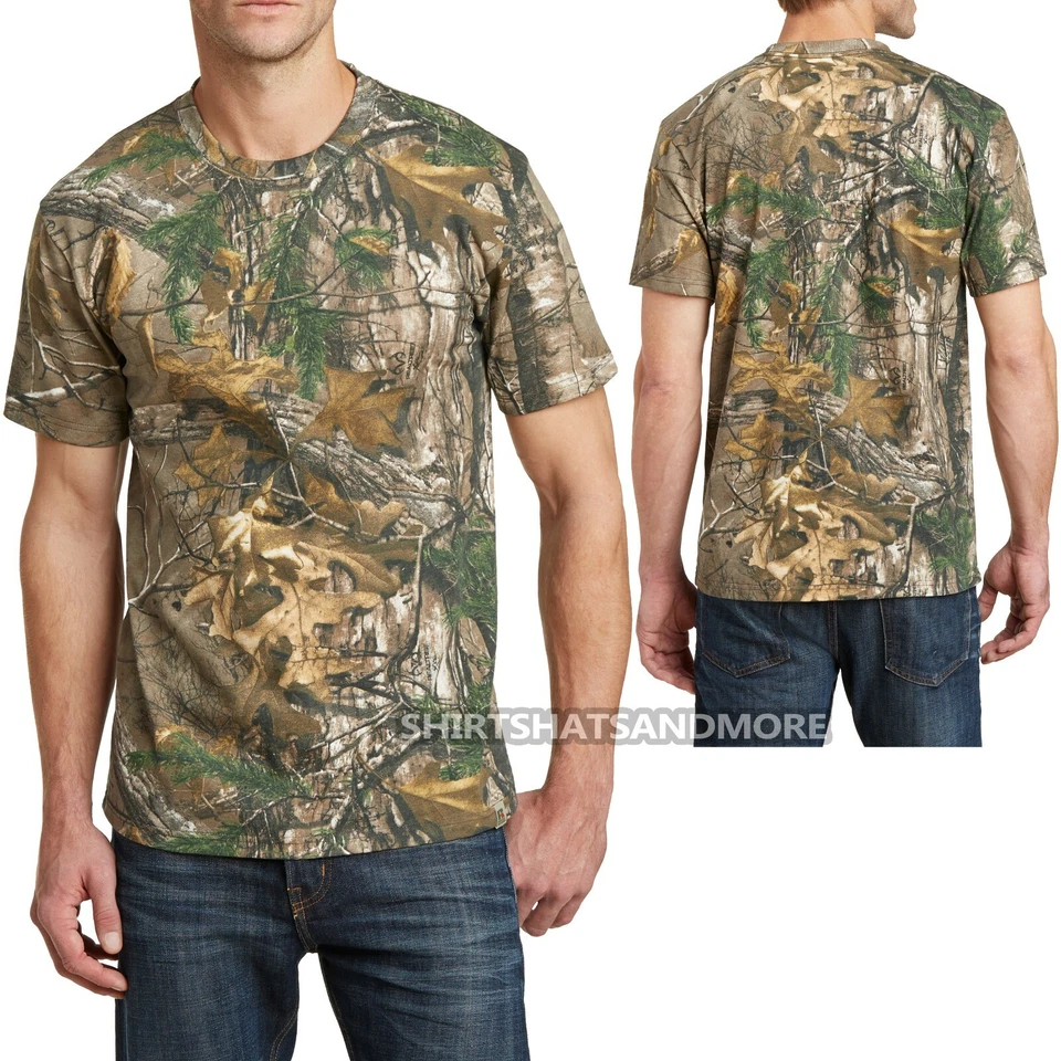 Russell Mens Camo T-Shirt Realtree Xtra Cotton Hunting S-XL 2X 3X NEW CAMOFLAUGE