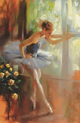 LMOP0358L 100% Handmade Painted Ballet Girl Flowers Art Oil Painting On Canvas