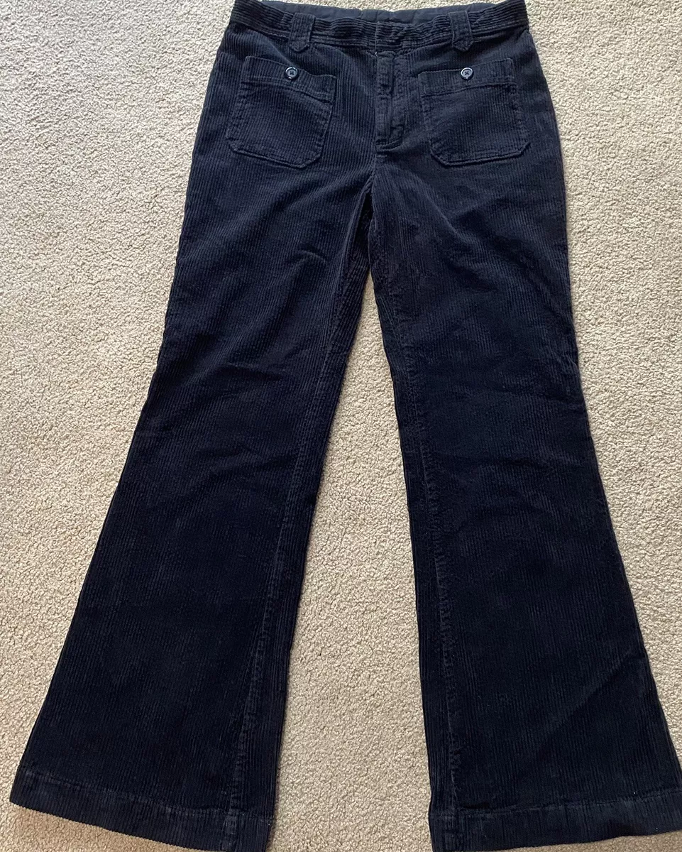 Free People Flare Bell Bottom Black Corduroy Pants Womens Size 8 Wide Leg  Jeans