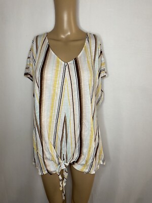 Est.1946 multicolored striped vneck tie front blouse size 22/24W 