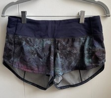 LULULEMON Speed Up Short Liner Brief Radiant Multi Midnight Navy Zip Pocket, 4